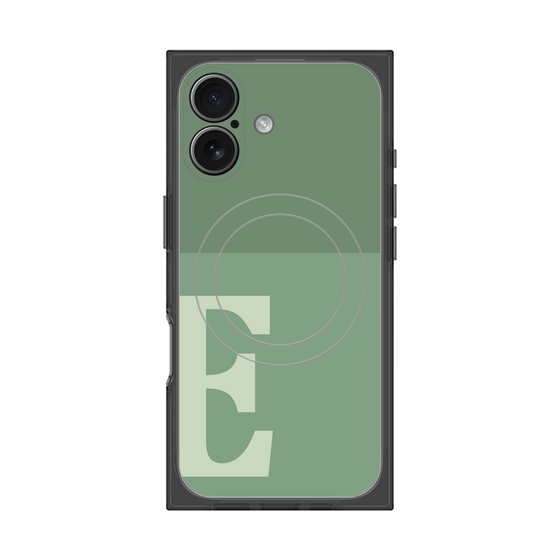プレミアムスクエアケース with MagSafe［ オリジナル - initial two tone - E green ］