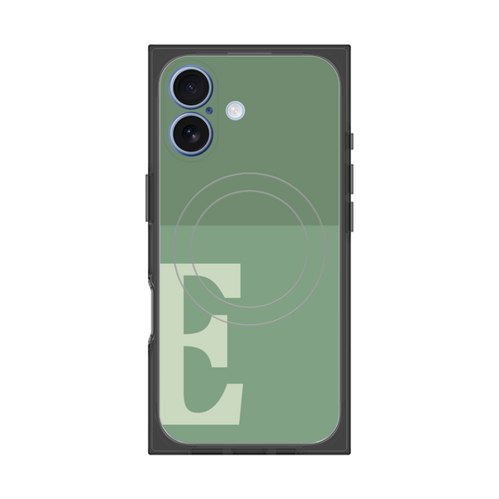 プレミアムスクエアケース with MagSafe［ オリジナル - initial two tone - E green ］