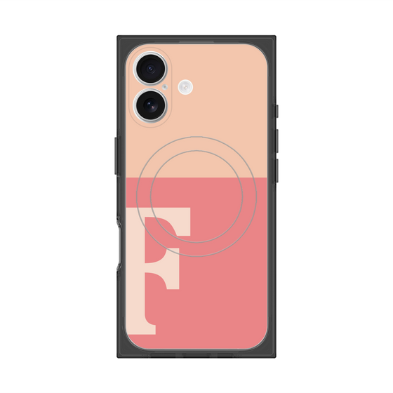 プレミアムスクエアケース with MagSafe［ オリジナル - initial two tone - F pink ］