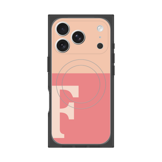 プレミアムスクエアケース with MagSafe［ オリジナル - initial two tone - F pink ］