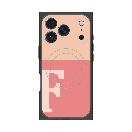 プレミアムスクエアケース with MagSafe［ オリジナル - initial two tone - F pink ］