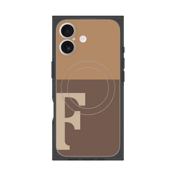 プレミアムスクエアケース with MagSafe［ オリジナル - initial two tone - F brown ］