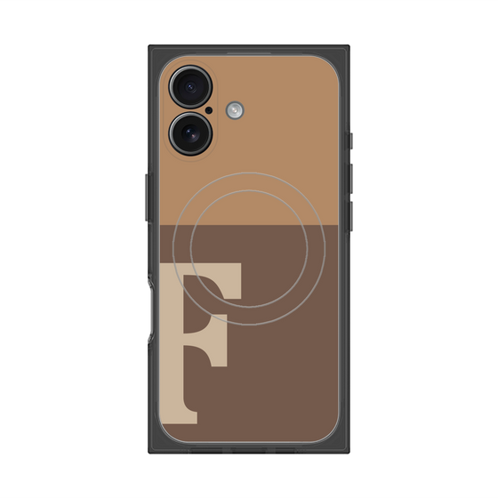プレミアムスクエアケース with MagSafe［ オリジナル - initial two tone - F brown ］