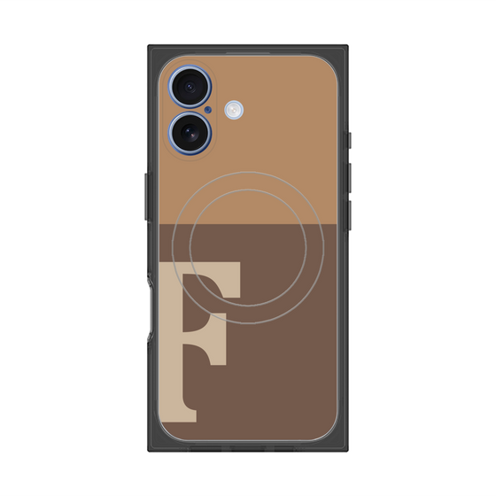 プレミアムスクエアケース with MagSafe［ オリジナル - initial two tone - F brown ］