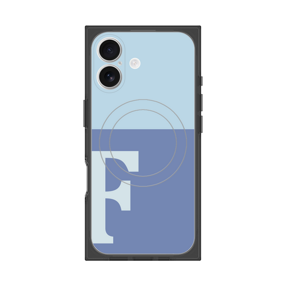 プレミアムスクエアケース with MagSafe［ オリジナル - initial two tone - F blue ］