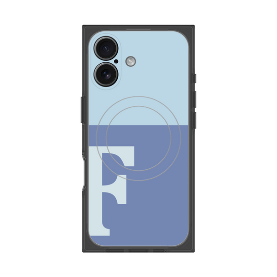 プレミアムスクエアケース with MagSafe［ オリジナル - initial two tone - F blue ］