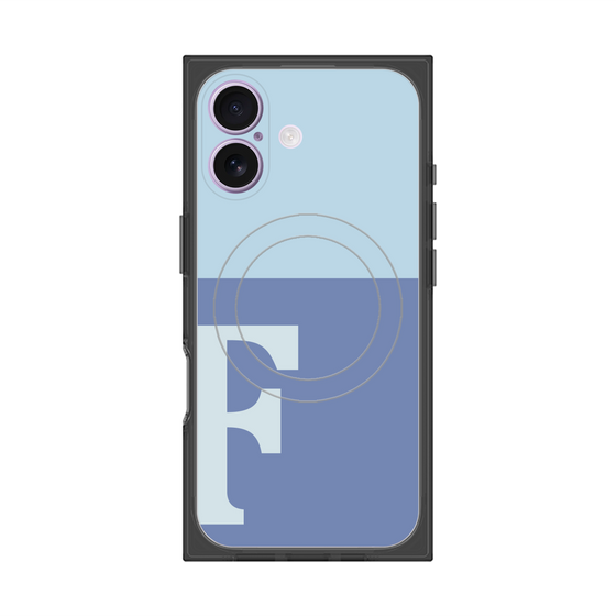 プレミアムスクエアケース with MagSafe［ オリジナル - initial two tone - F blue ］