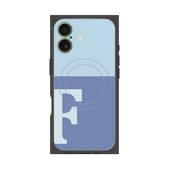 プレミアムスクエアケース with MagSafe［ オリジナル - initial two tone - F blue ］