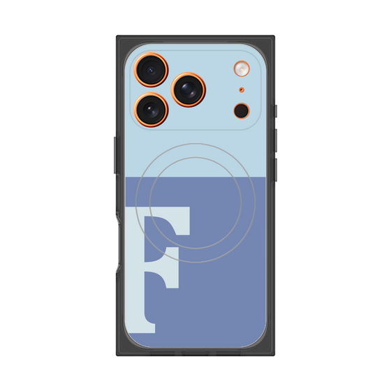 プレミアムスクエアケース with MagSafe［ オリジナル - initial two tone - F blue ］