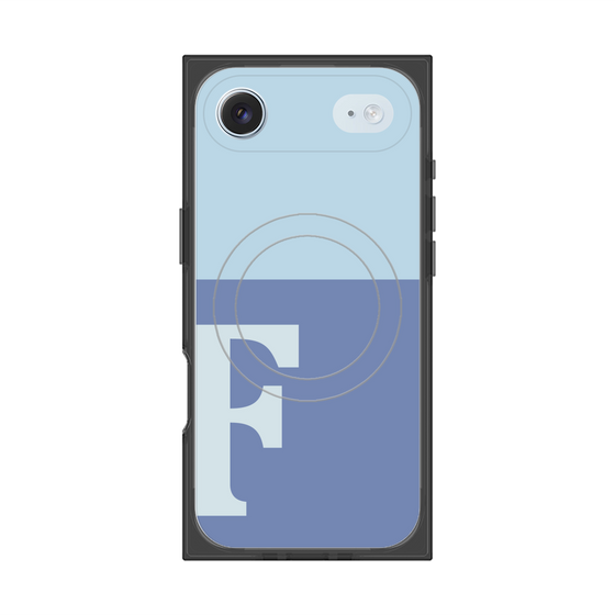 プレミアムスクエアケース with MagSafe［ オリジナル - initial two tone - F blue ］
