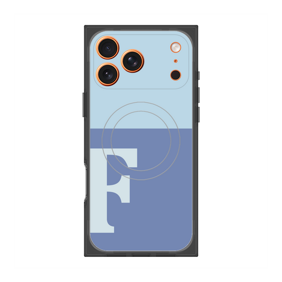 プレミアムスクエアケース with MagSafe［ オリジナル - initial two tone - F blue ］