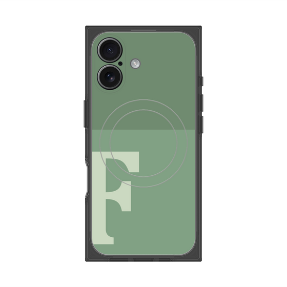 プレミアムスクエアケース with MagSafe［ オリジナル - initial two tone - F green ］