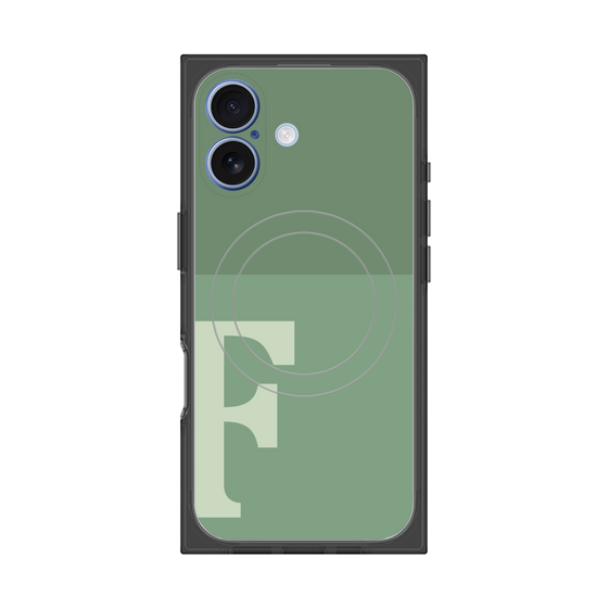 プレミアムスクエアケース with MagSafe［ オリジナル - initial two tone - F green ］
