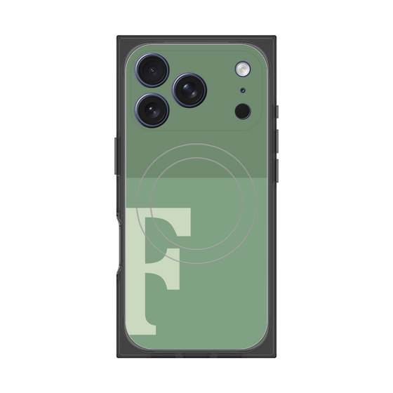 プレミアムスクエアケース with MagSafe［ オリジナル - initial two tone - F green ］