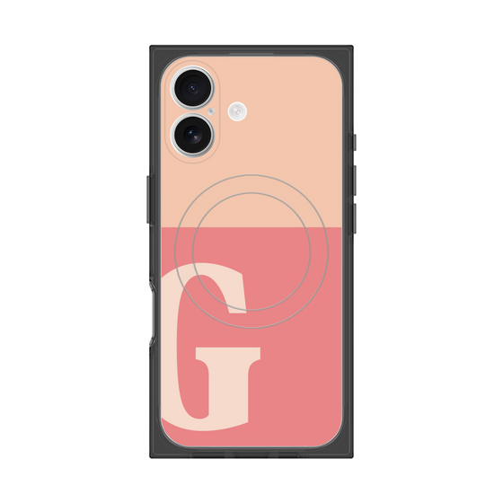 プレミアムスクエアケース with MagSafe［ オリジナル - initial two tone - G pink ］