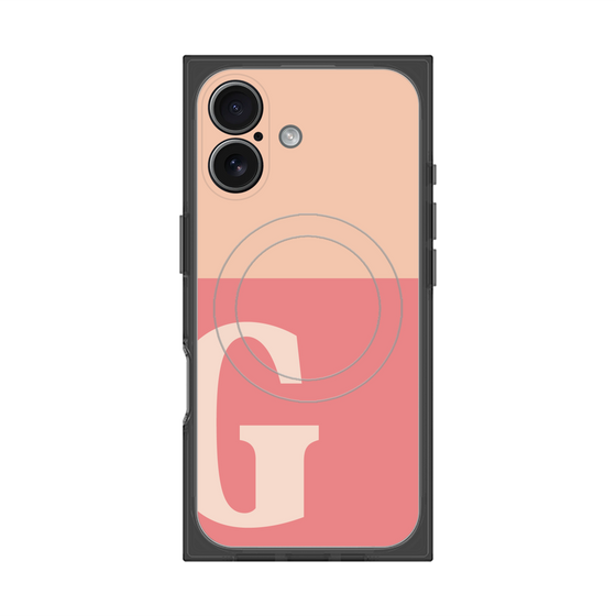 プレミアムスクエアケース with MagSafe［ オリジナル - initial two tone - G pink ］