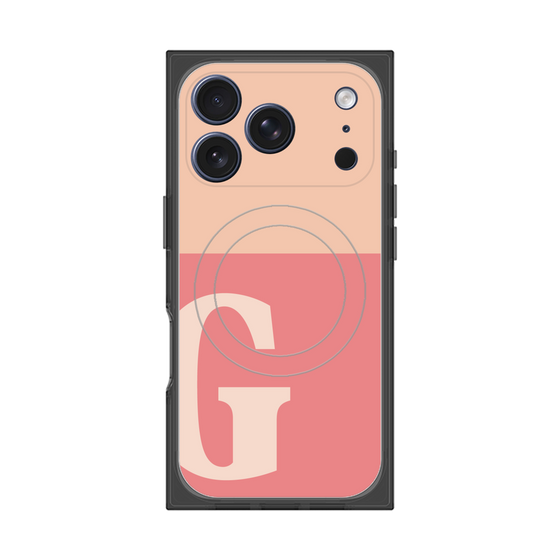 プレミアムスクエアケース with MagSafe［ オリジナル - initial two tone - G pink ］