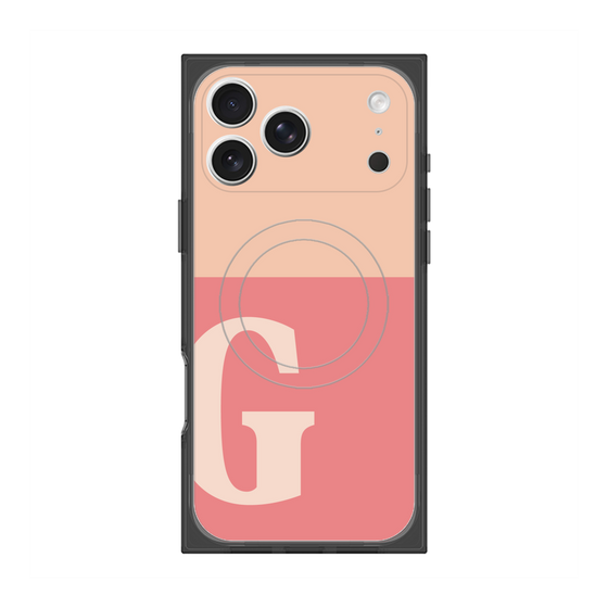 プレミアムスクエアケース with MagSafe［ オリジナル - initial two tone - G pink ］