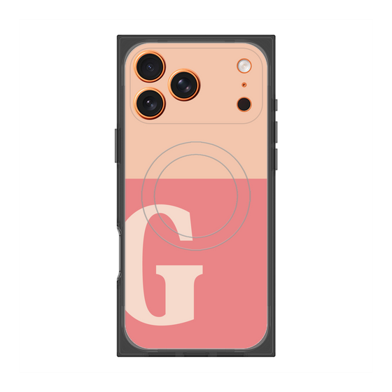 プレミアムスクエアケース with MagSafe［ オリジナル - initial two tone - G pink ］