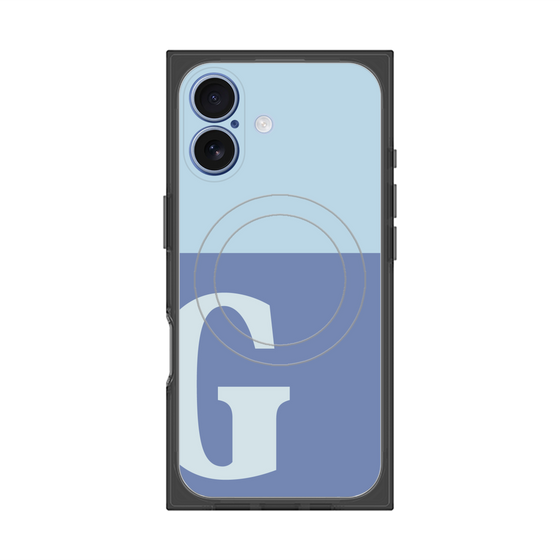 プレミアムスクエアケース with MagSafe［ オリジナル - initial two tone - G blue ］