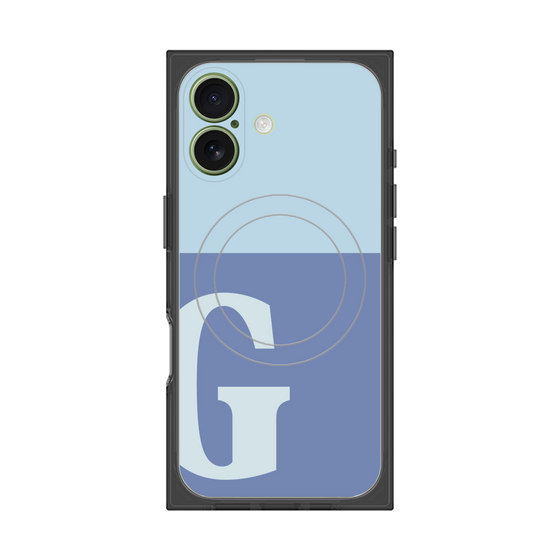 プレミアムスクエアケース with MagSafe［ オリジナル - initial two tone - G blue ］