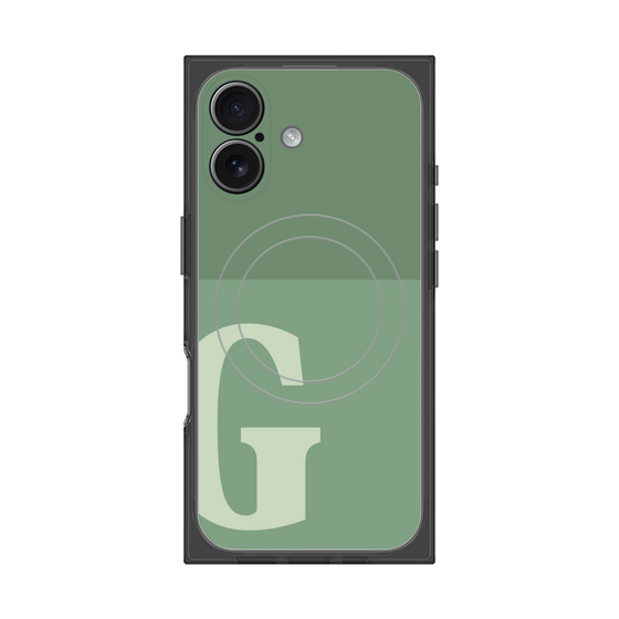 プレミアムスクエアケース with MagSafe［ オリジナル - initial two tone - G green ］