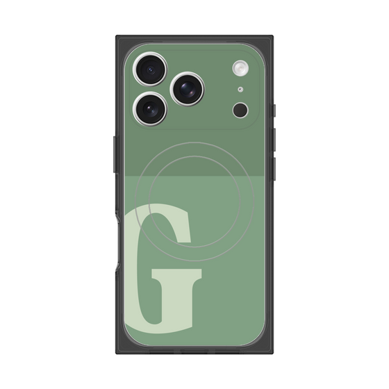 プレミアムスクエアケース with MagSafe［ オリジナル - initial two tone - G green ］