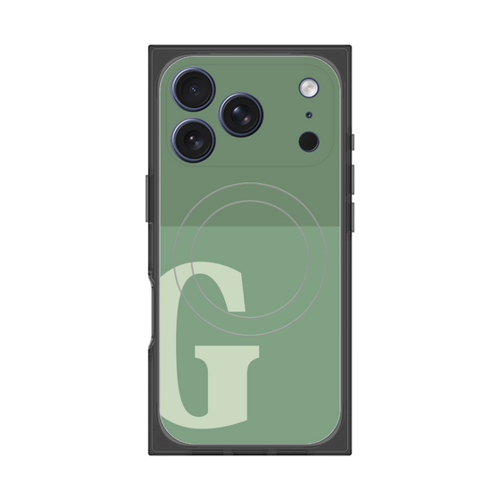 プレミアムスクエアケース with MagSafe［ オリジナル - initial two tone - G green ］