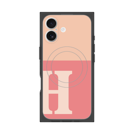 プレミアムスクエアケース with MagSafe［ オリジナル - initial two tone - H pink ］
