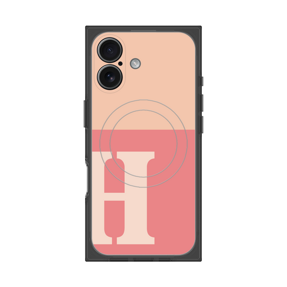 プレミアムスクエアケース with MagSafe［ オリジナル - initial two tone - H pink ］