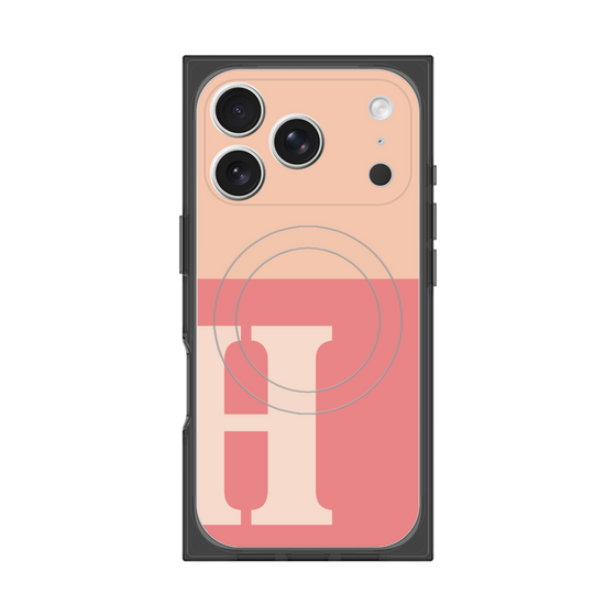 プレミアムスクエアケース with MagSafe［ オリジナル - initial two tone - H pink ］