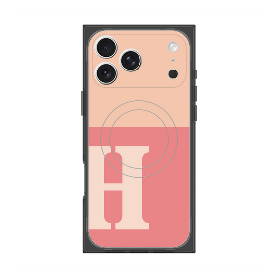 プレミアムスクエアケース with MagSafe［ オリジナル - initial two tone - H pink ］