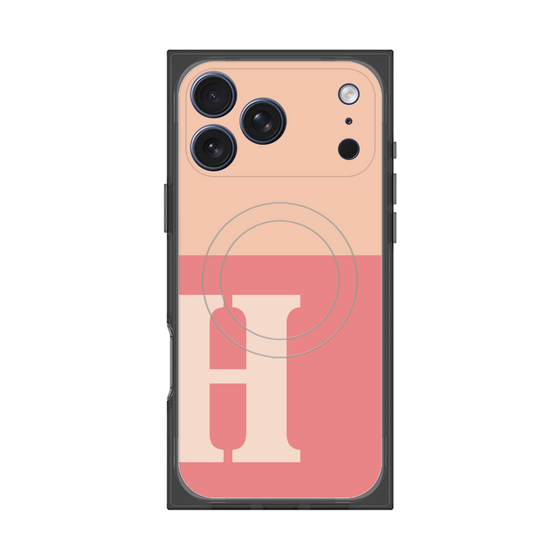 プレミアムスクエアケース with MagSafe［ オリジナル - initial two tone - H pink ］