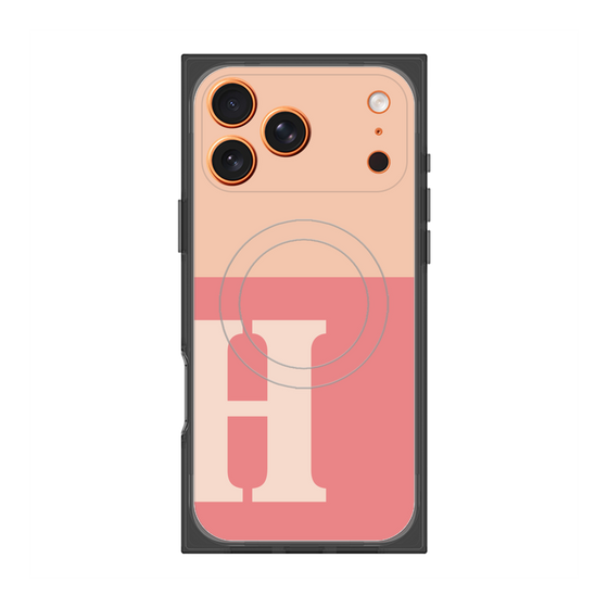 プレミアムスクエアケース with MagSafe［ オリジナル - initial two tone - H pink ］