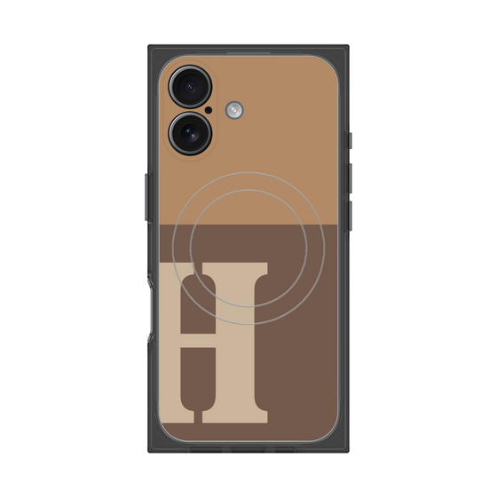 プレミアムスクエアケース with MagSafe［ オリジナル - initial two tone - H brown ］