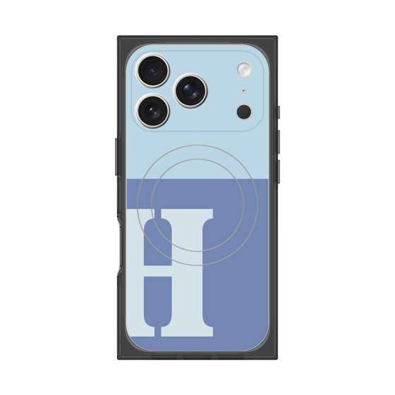プレミアムスクエアケース with MagSafe［ オリジナル - initial two tone - H blue ］