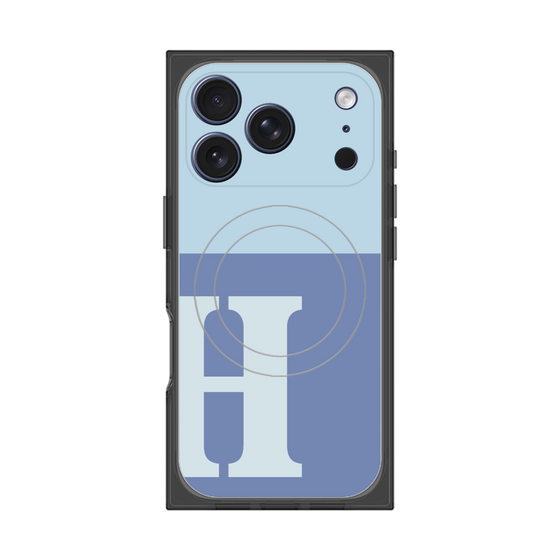 プレミアムスクエアケース with MagSafe［ オリジナル - initial two tone - H blue ］