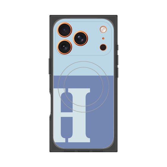 プレミアムスクエアケース with MagSafe［ オリジナル - initial two tone - H blue ］