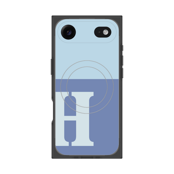 プレミアムスクエアケース with MagSafe［ オリジナル - initial two tone - H blue ］