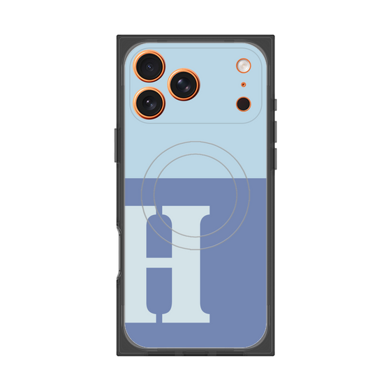 プレミアムスクエアケース with MagSafe［ オリジナル - initial two tone - H blue ］