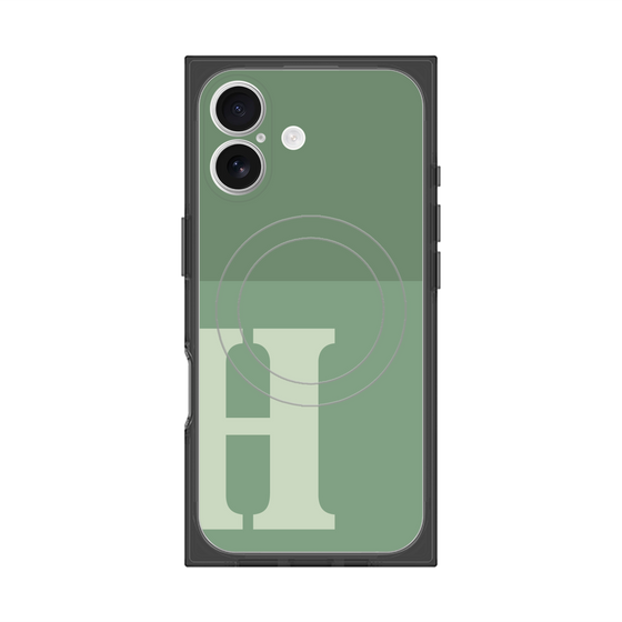 プレミアムスクエアケース with MagSafe［ オリジナル - initial two tone - H green ］