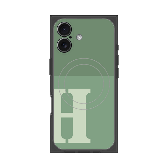 プレミアムスクエアケース with MagSafe［ オリジナル - initial two tone - H green ］