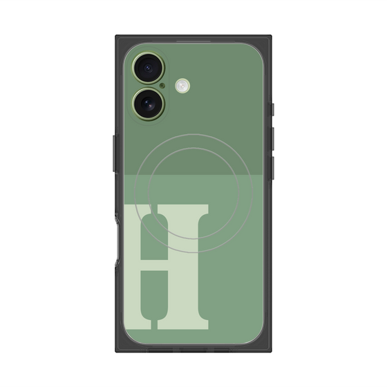 プレミアムスクエアケース with MagSafe［ オリジナル - initial two tone - H green ］