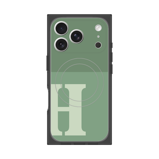 プレミアムスクエアケース with MagSafe［ オリジナル - initial two tone - H green ］