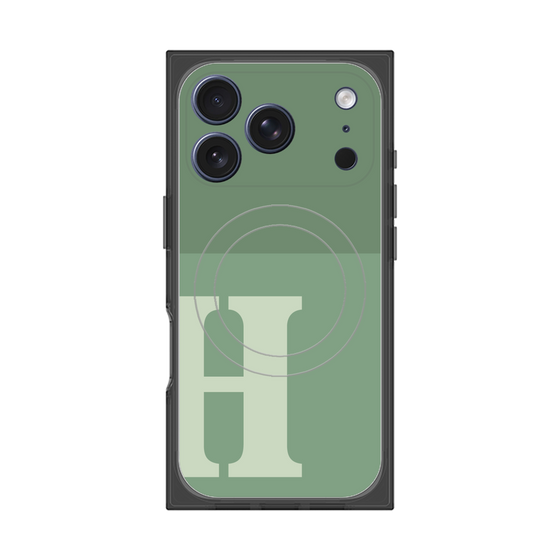 プレミアムスクエアケース with MagSafe［ オリジナル - initial two tone - H green ］