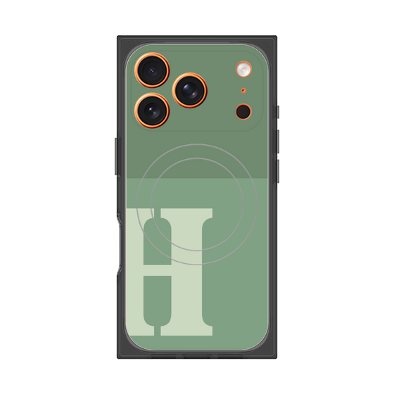 プレミアムスクエアケース with MagSafe［ オリジナル - initial two tone - H green ］