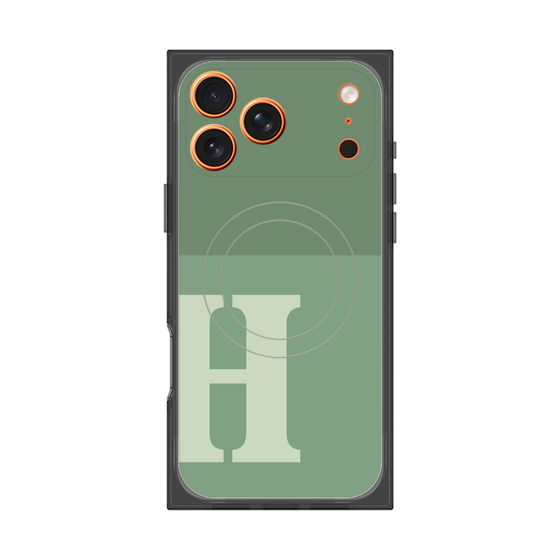 プレミアムスクエアケース with MagSafe［ オリジナル - initial two tone - H green ］