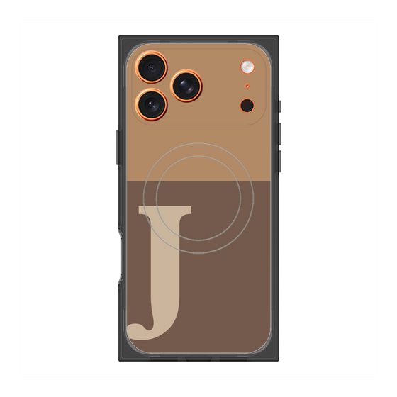 プレミアムスクエアケース with MagSafe［ オリジナル - initial two tone - J brown ］