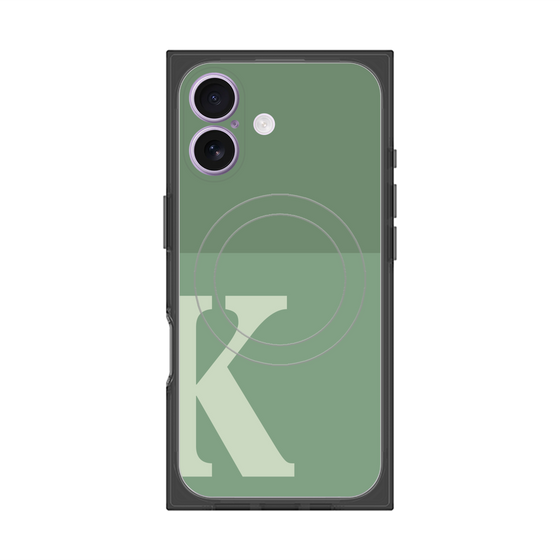プレミアムスクエアケース with MagSafe［ オリジナル - initial two tone - K green ］