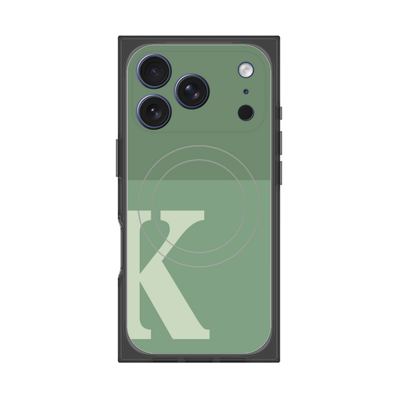 プレミアムスクエアケース with MagSafe［ オリジナル - initial two tone - K green ］